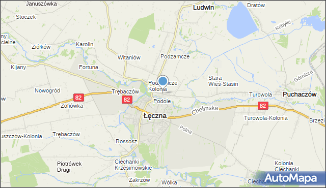 mapa Stara Wieś, Stara Wieś gmina Łęczna na mapie Targeo